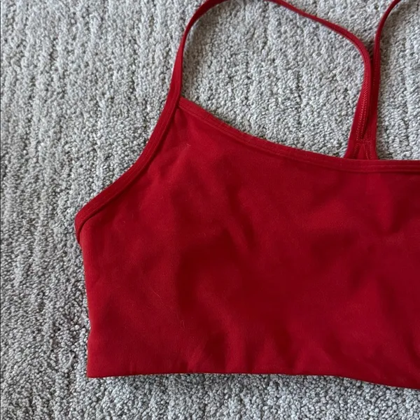 Vuori AllTheFeels Sports Bra in Scarlet Red - Image 3