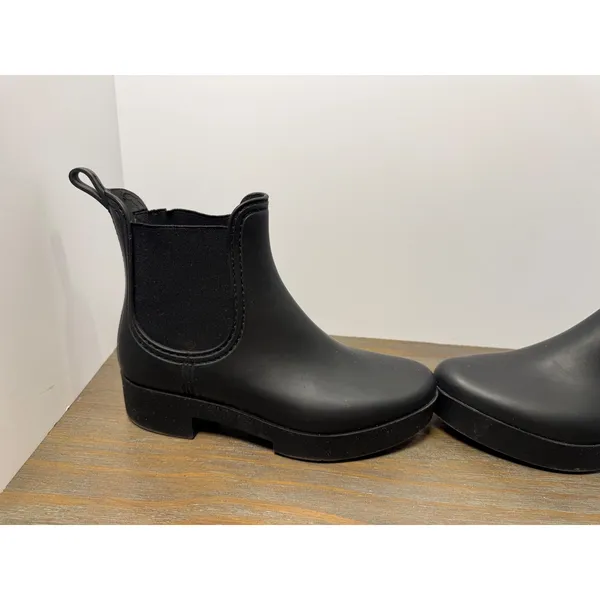 Jeffrey Campbell Women's Size 8 Black Chelsea Rain Boots Ankle Pull On - Image 3
