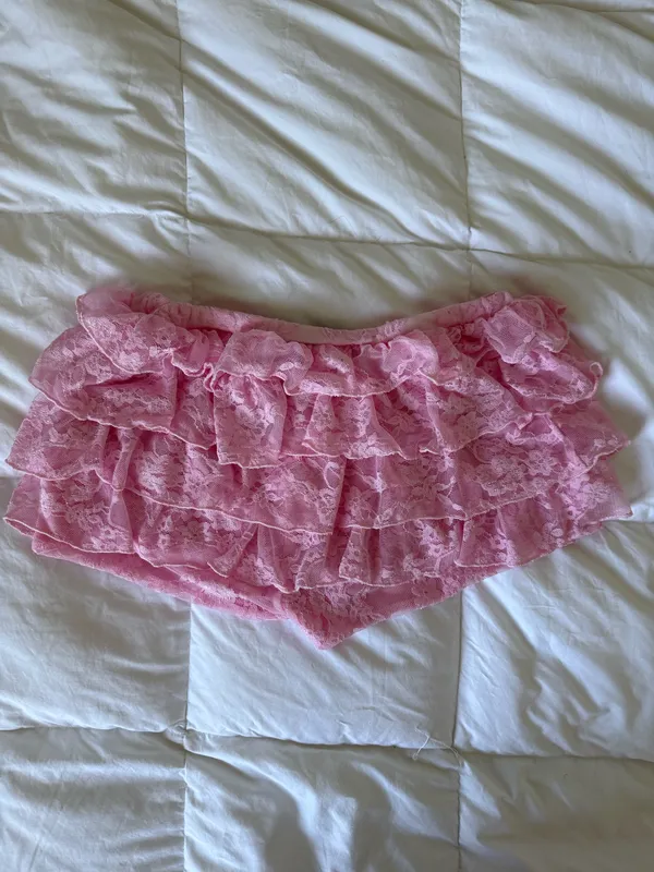 EGO Pink Frill Lace Mini Shorts - Image 6