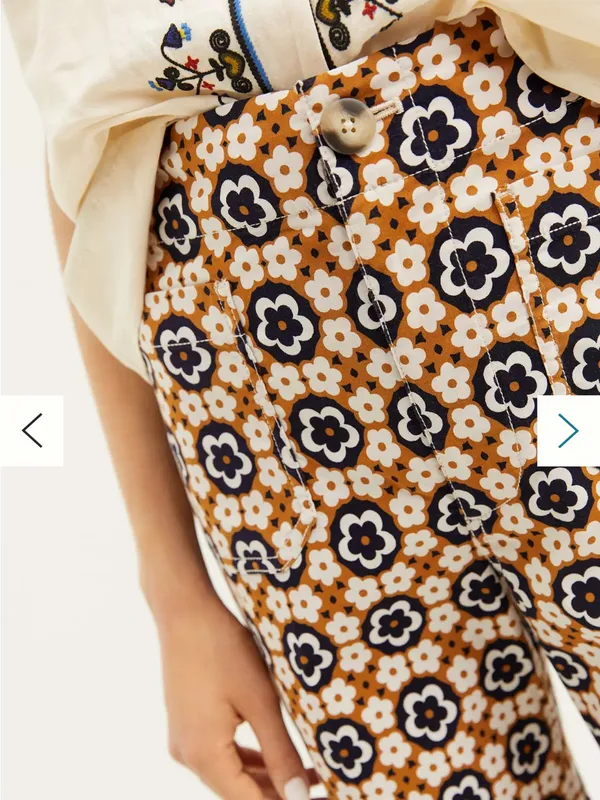 Anthropologie Maeve Colette Cropped Wide Leg Pants Mod Floral Womens 25 - Image 3