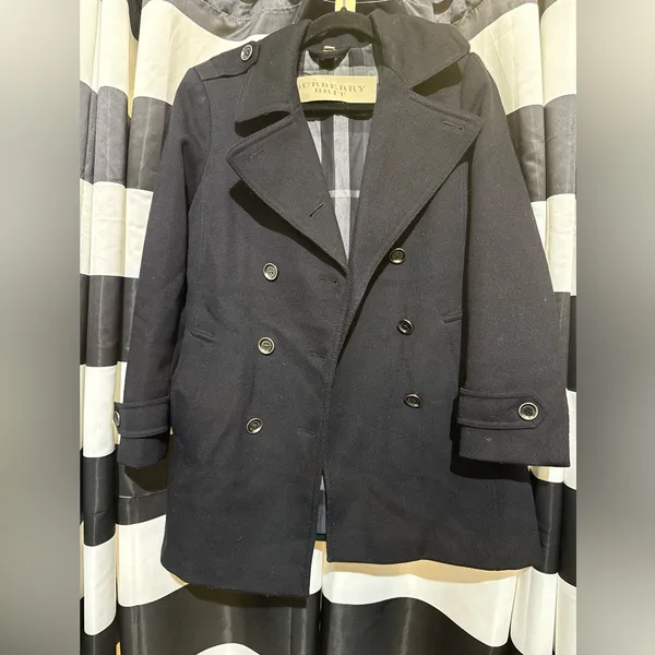Burberry Double-Breasted Navy Peacoat - Image 2