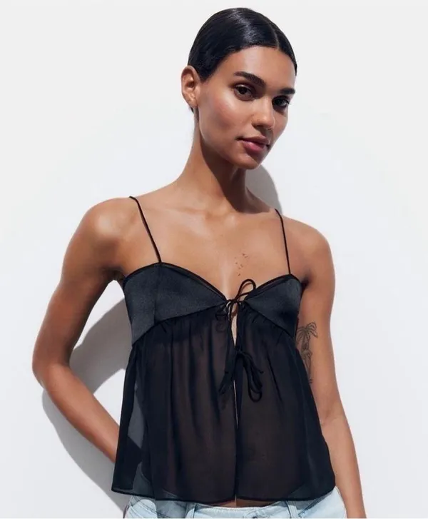 Nwt Zara Combination Satin Semi Sheer Camisole - Image 2