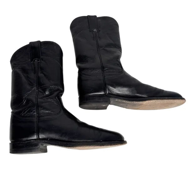 Justin Black Leather Western Boots Size 5.5 - Image 6