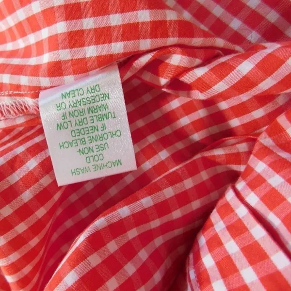 LILLY PULITZER Red White Blue Gingham Plaid Ruffled Buttondown Top Blouse Size 6 - Image 10