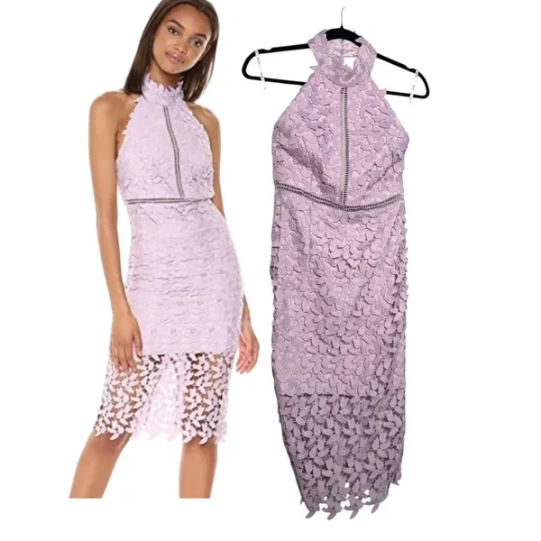Bardot Gemma Crochet Lace Midi Dress Orchid Purple Size 6 New with Tags - Image 2