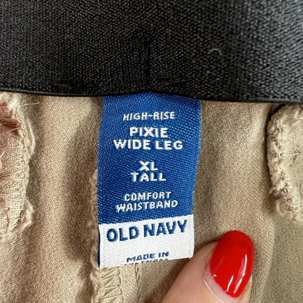 Old Navy XL Tall XLT High Waisted Pull On Pixie Super Wide Leg Pants Comfort Tan - Image 6