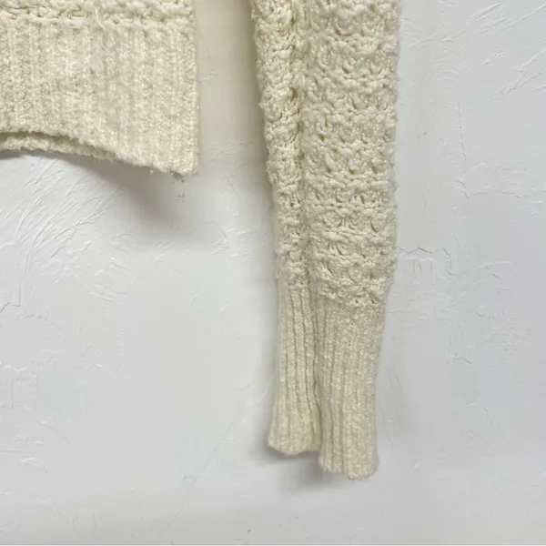 Abercrombie & Fitch Cream Chunky Knit Long Sleeve Sweater Womens S Crochet Boho - Image 3