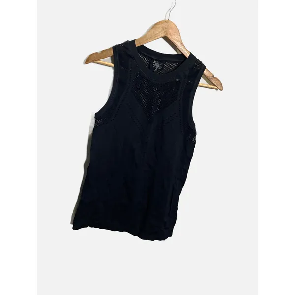 Athleta Oxygen Tank Women L Black Mesh Seamless Performance Activewear Yoga Top - Image 3