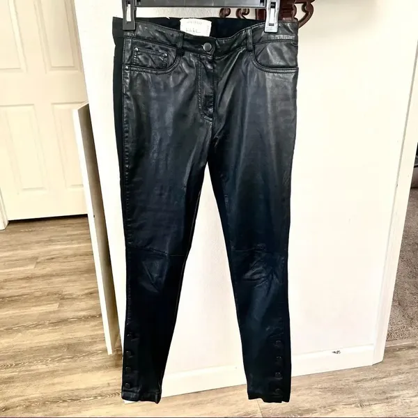 Nicole Miller Artelier black lamb leather pants - Image 2