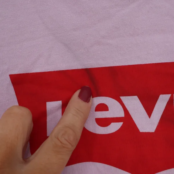 Levis Womens Batwing Logo Graphic T-Shirt Pink Short Sleeve Crew Neck Small - Image 3