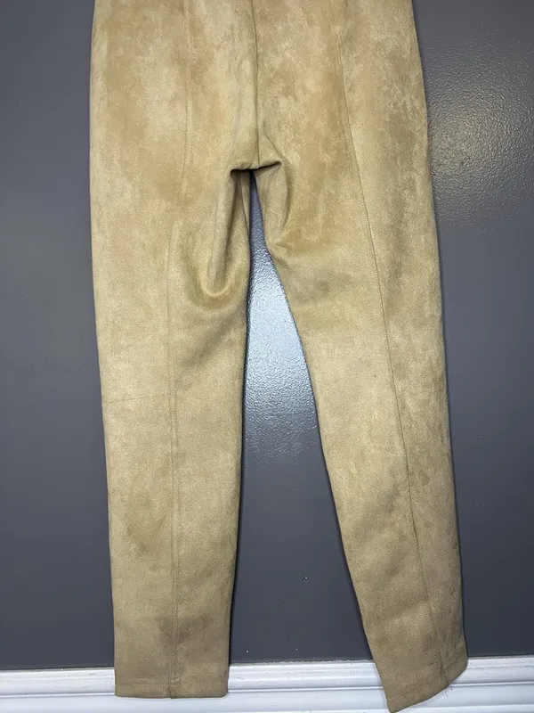 Tahari Pants Womens Med Beige Faux Leather Suede Slim Jegging Pull On Stretch - Image 7