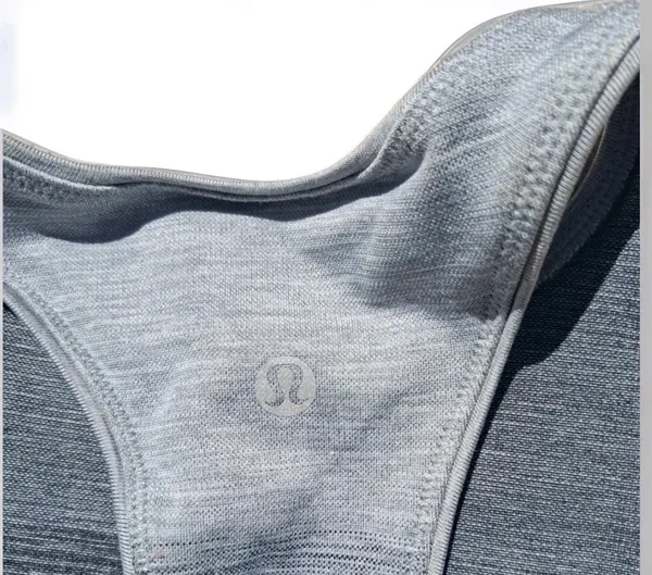 Lululemon Seamless Crop Tank Sports Bra Heather Grey High Neck Racerback Cropped - Image 3