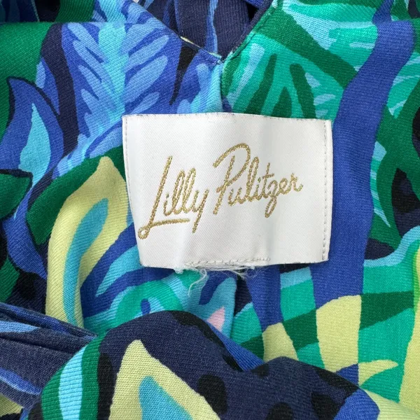 Lilly Pulitzer Orla Halter Maxi Dress Medium Navy Blue Floral Tropical Preppy - Image 10