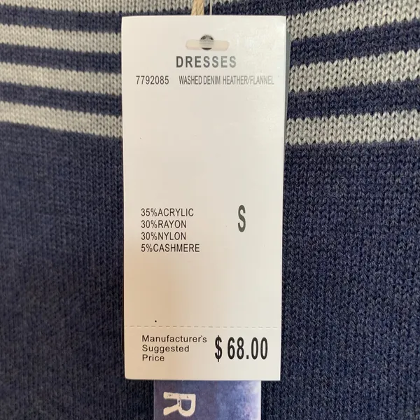 5/$25 NWT Artisan NY Navy Striped‎ Knit Dress - Image 9