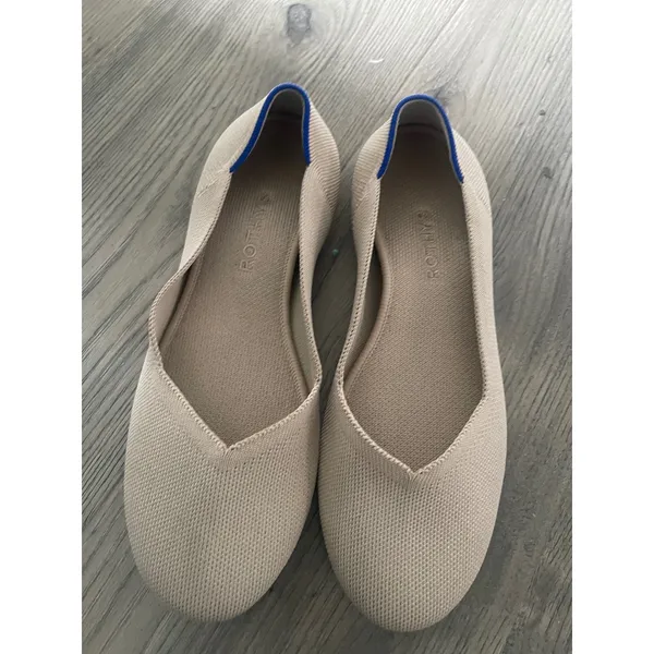 Rothys Sandstone Beige Knit Flats Shoes - Image 5