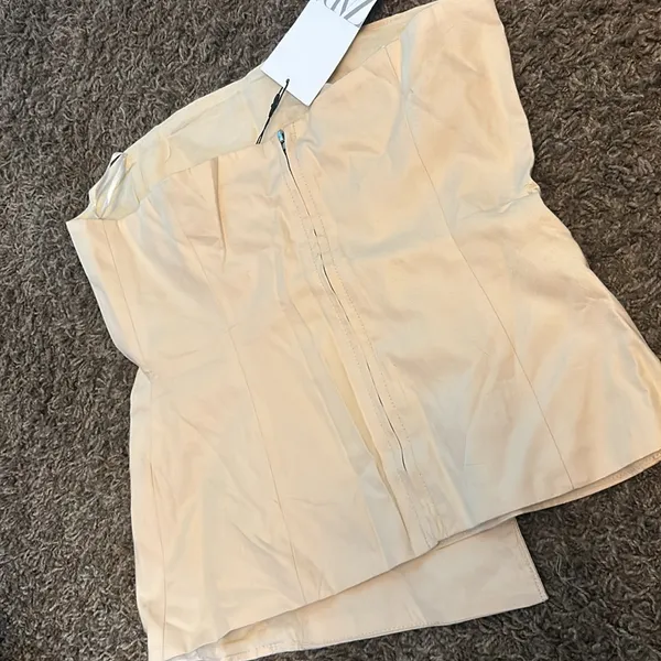 NWT Zara Creme‎ Strapless Asymmetrical Bandeau Top - Image 6