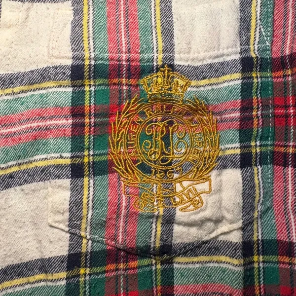 Lauren Ralph Lauren Womens‎ Plaid Flannel Pajama Top Red Green Crest Small Cozy - Image 4