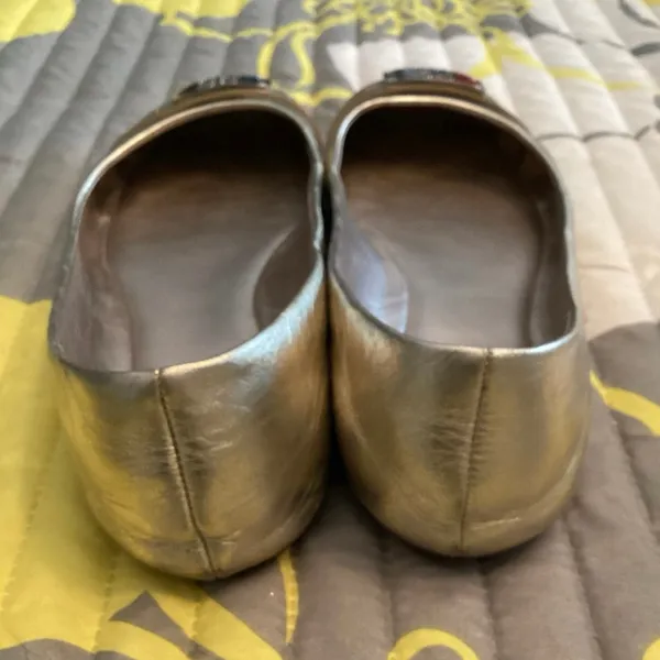 Coach "London" Women’s Metallic Kid Gold Leather Ballet Flats (Style A2910) Sz 8 - Image 7