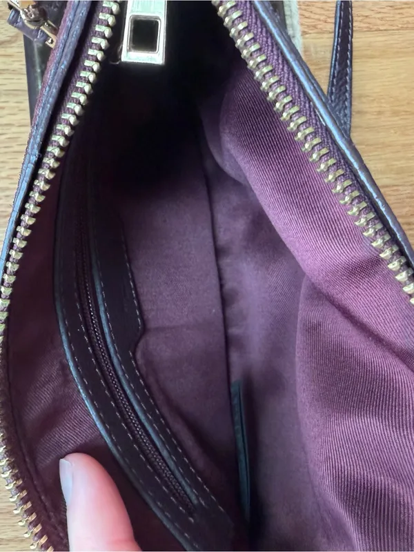 Accessorize Burgundy Genuine Leather Suede Crossbody Shoulder Bag - Image 6
