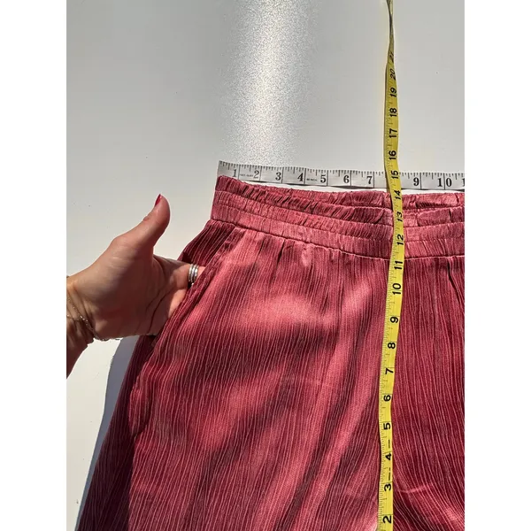 Soft Surroundings Dark Rose Cupro Crinkle Wide Leg Pull on Pants M - Image 5