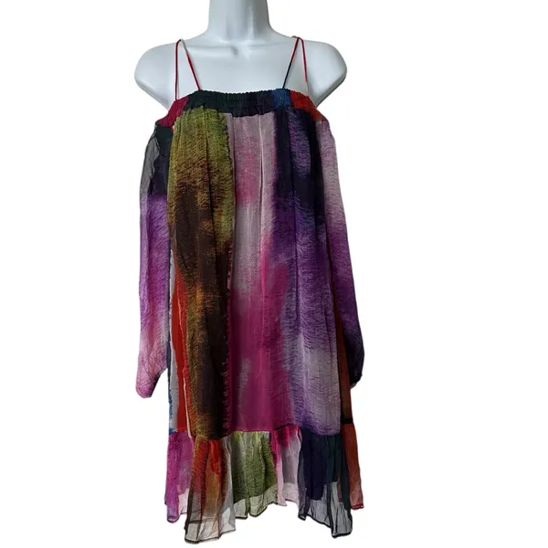 NWT Anthropologie Floreat Zora Dress Sz XS off the shoulder Multicolor - Image 3