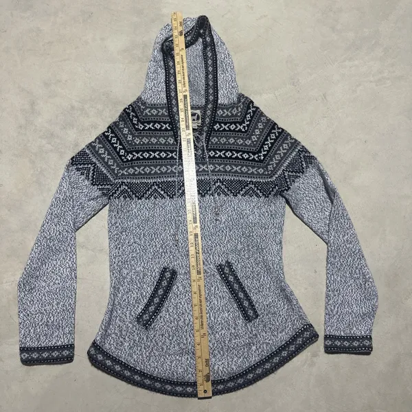 Artesania Alpaca Hooded Sweater Peru Full Zip Fair Isle Southwestern SZ M - Image 3