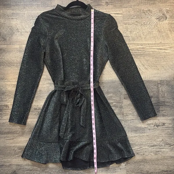 Sparkly Black Long Sleeve Cocktail Dress - Image 2