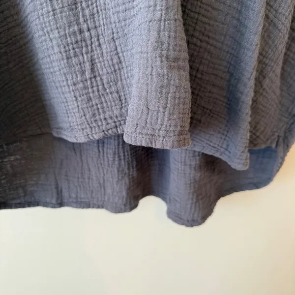 Faherty Women 100% Cotton Gauze Henley Top XL Grey Short Sleeve Casual Chic Boho - Image 5