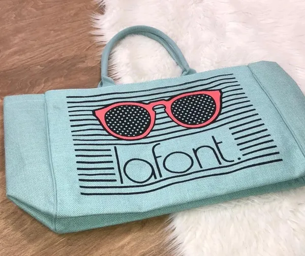 lafont. Large green striped tote bag - Image 2