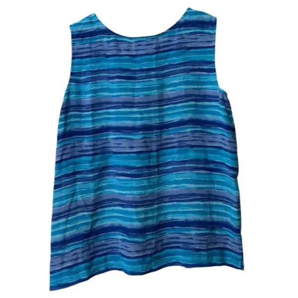 Pendleton Women 100% Silk Sleeveless Blue Size 8 Lightweight‎ Shirt Top Classic - Image 2