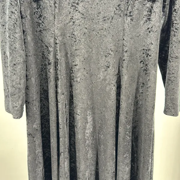 Black vintage crushed velvet Midi Dress long sleeve flowy cross cross back witch - Image 8
