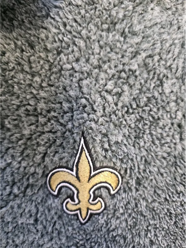 New Orleans Saints womens fuzzy snap pullover gold fleur de lis Logo Size Small - Image 3