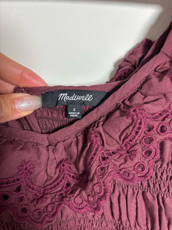 Madewell Lucie tiered burgundy dress size 2 (105) - Image 6