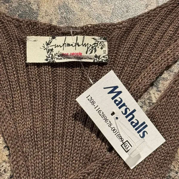 NWT Free People Cropped Tank Top Ribbed Racerback Y2K 90s Minimalist Brown XS - Image 2