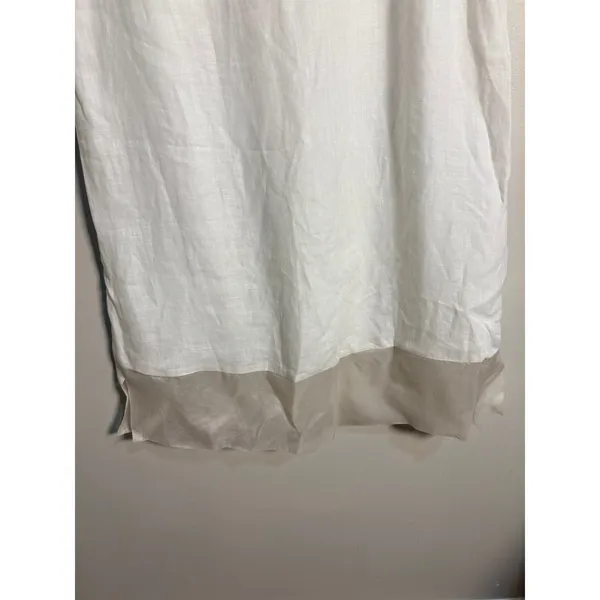Dana B & Karen Shift‎ Dress Womens 6 White Excellent Linen Sheer Trim Scoop Neck - Image 7
