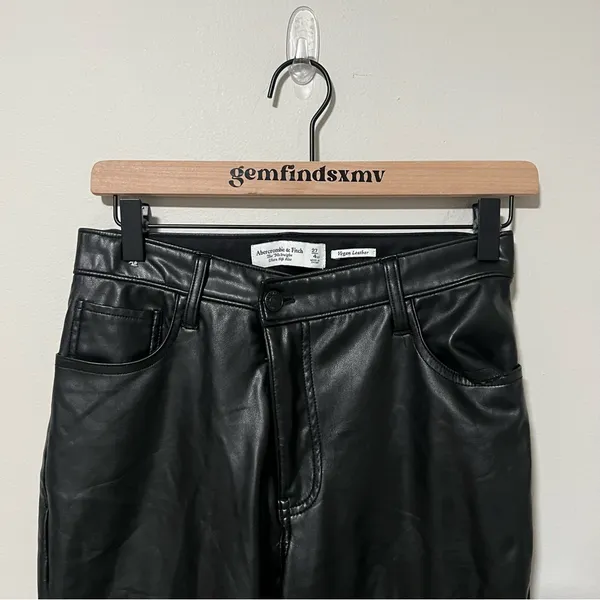 Abercrombie Criss Cross Waistband Vegan Leather 90s High Rise 27 XS - Image 6