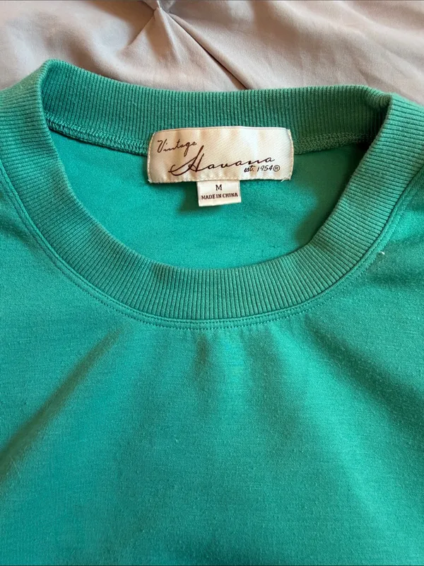 Vintage Havana Green/Teal Two-Piece Sweatshirt & Shorts Set Sweatset - Image 5