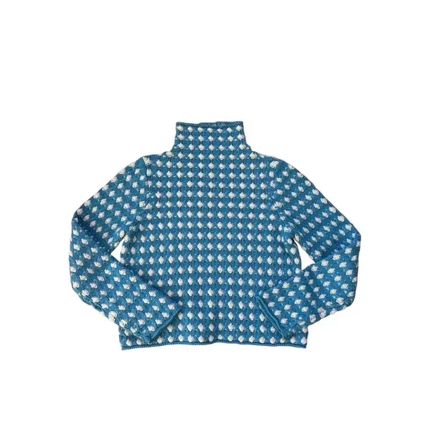Anthropologie Sleeping on Snow Popcorn Stitch Pullover Sweater Size M Blue - Image 3