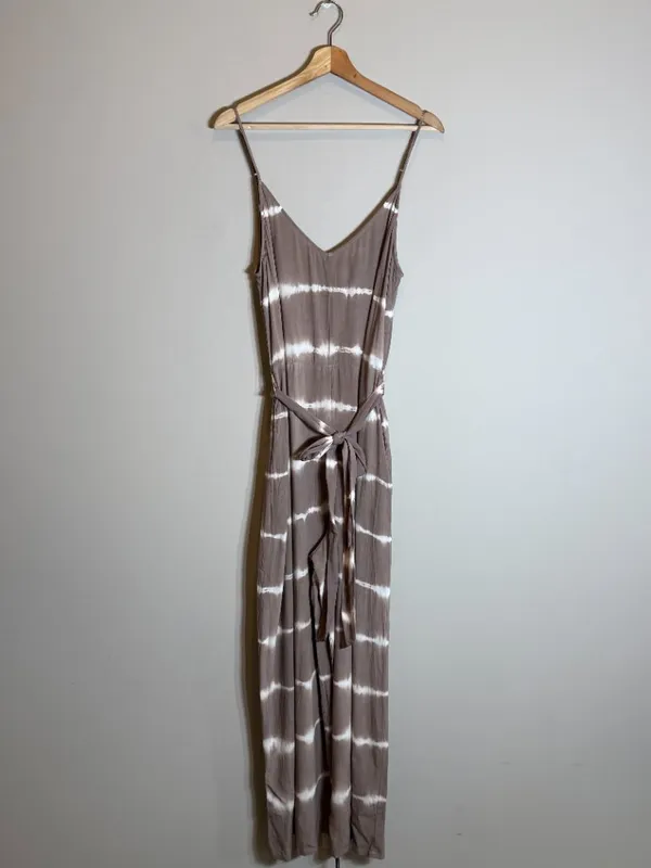 American Eagle Tie Dye Wide Leg Jumpsuit Women's Large Brown Flowy Boho Festival - Image 3