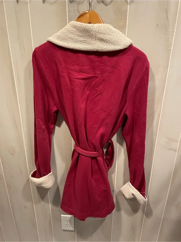 Cute soft Victoria’s Secret fleece trim sweatshirt robe pockets plum wine - Image 5