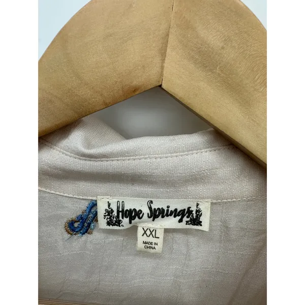 Hope Springs Nautical Button Front Shirt Women Sz XXL Cream Sheer Cruise Anchor‎ - Image 8