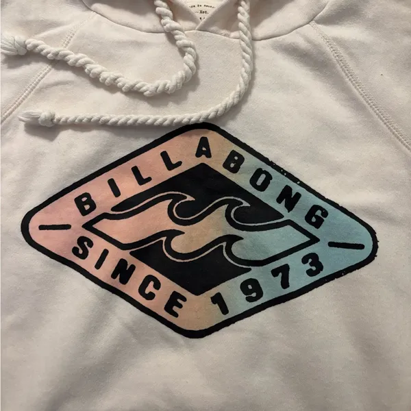 Billabong Off-White Hoodie with Logo Size S/P - Image 4