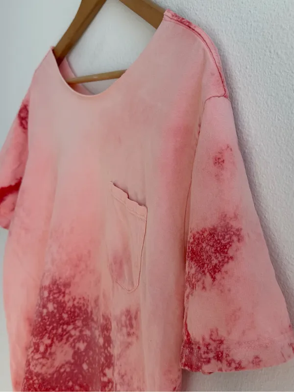 Bleached grunge off the shoulder pocket tee Red Size L - Image 6