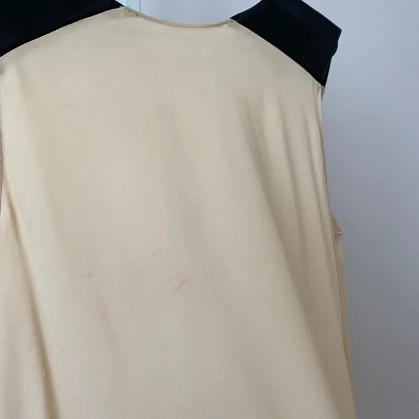 Alice‎ + Olivia M Goth Moody Feminine Whimsigoth Beige Silk Top Leather Blouse - Image 4