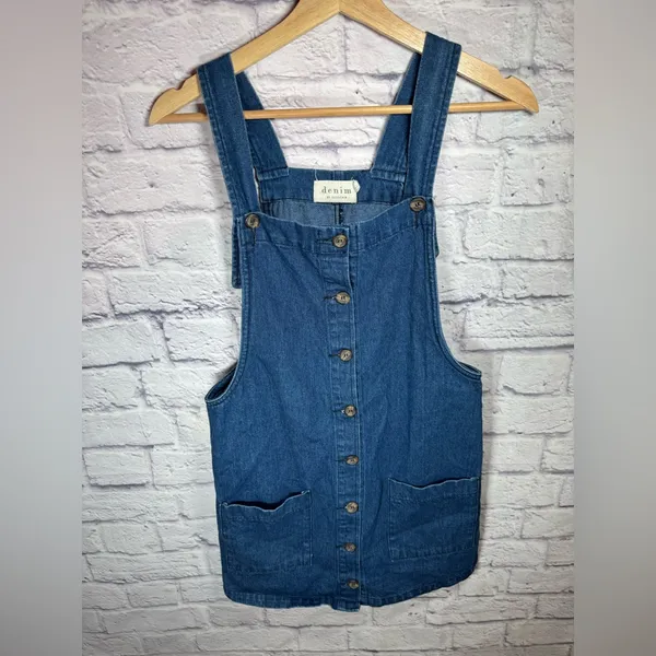 Denim by Ellison, Size Small Blue Denim‎ Button Overall Dress cottagecore - Image 2