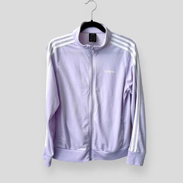 Adidas Purple Lavender White Essentials 3-Stripes Tricot Track Jacket Zip Up - Image 3
