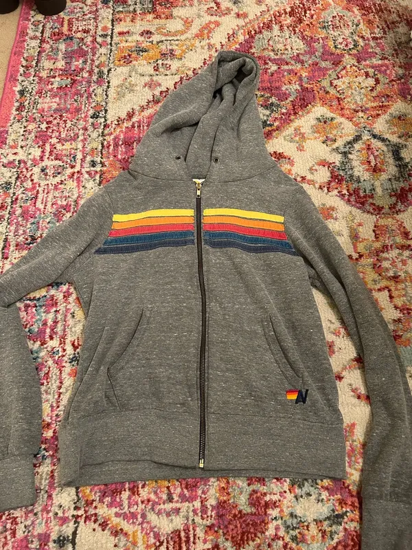 Aviator Nation Grey Zip-Up Hoodie - Image 2