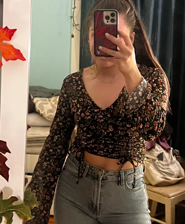 Revolve Floral Corset Bell Sleeve Top - Image 2