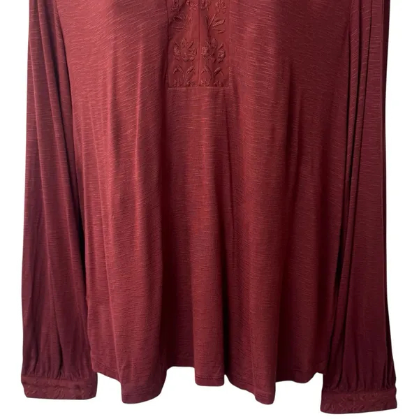 NEW Democracy Rust Embroidered Peasant‎ Blouse Boho Garden Lagenlook Feminine L - Image 4
