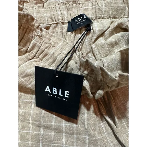 NWT Able Jordan Easy Shorts tan‎ white grid XXS - Image 5